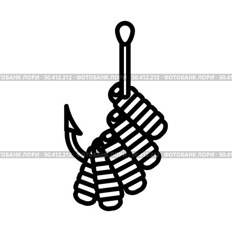 Icon Of Worm On Hook. Bold outline design with editable stroke width. Vector Illustration. Стоковая иллюстрация, агентство Ingram Publishing / Фотобанк Лори