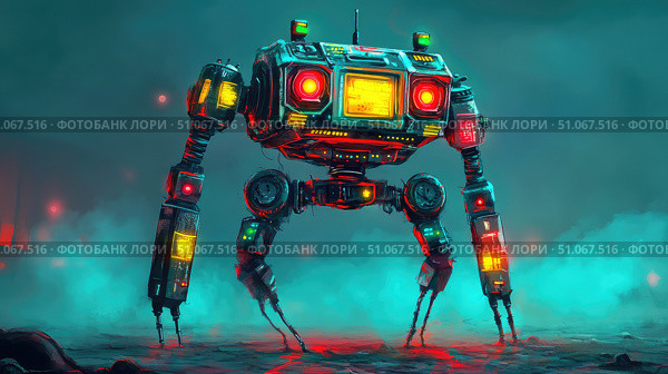 ics warping robot ai generated. Стоковое AI-изображение, AI-художник Vectorwin / Фотобанк Лори