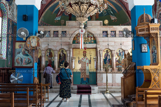 Иерихон, греческий православный монастырь Святого пророка Елисея, Палестина. Интерьер (2016 год). Редакционное фото, фотограф Наталья Волкова / Фотобанк Лори