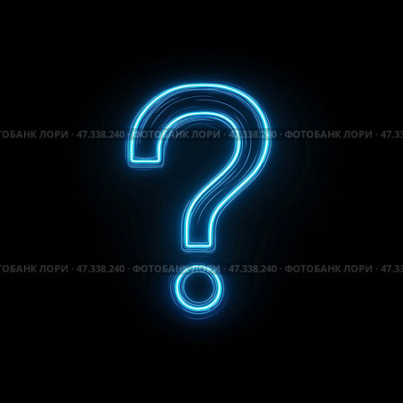Illuminated question mark symbol glowing in blue against dark background. Светящийся символ вопросительного знака, светящийся синим цветом на темном фоне. Стоковое AI-изображение, AI-художник Katsiaryna Repich / Фотобанк Лори