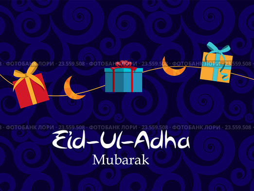 Illustration of Beautiful Greeting Card Design 'Eid Adha. Стоковая иллюстрация, иллюстратор Юлия Гапеенко / Фотобанк Лори