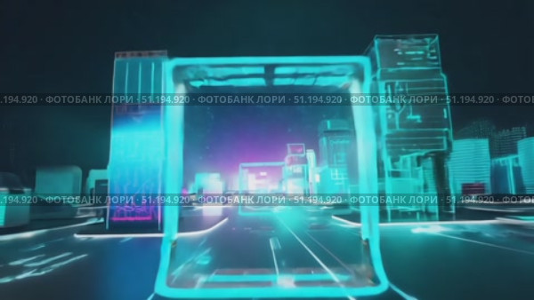 Immerse yourself in a vividly designed cityscape filled with neon hues and futuristic buildings, showcasing advanced urban architecture at night. Стоковое AI-видео, аниматор Данила Большаков / Фотобанк Лори