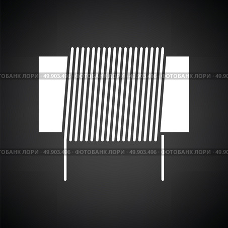 Inductor coil icon. Black background with white. Vector illustration. Стоковая иллюстрация, агентство Ingram Publishing / Фотобанк Лори