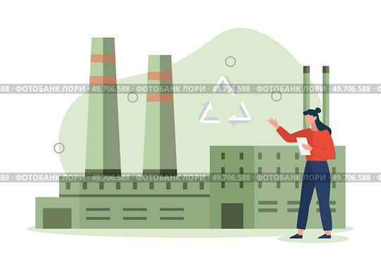 Industrial factory with pipes. Plant or factory building. Environment contamination, recycling sign. Producing petroleum, oil, gasoline, gas. Heavy industry development, mechanical equipment. Industrial factory with pipes. Plant or factory building. Environment contamination, recycling sign. Стоковая иллюстрация, агентство Ingram Publishing / Фотобанк Лори