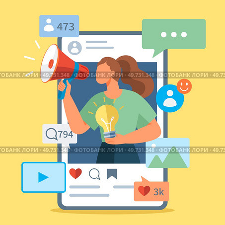 Influencer. Vector illustration. The influence social media managers in shaping brand perception is crucial Effective management social media accounts is essential for influencer success Attracting. Influencer. The influencer concept revolves around building connections and inspiring others. Стоковое фото, агентство Ingram Publishing / Фотобанк Лори