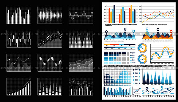 Infographic visual representation of data chart vector. Timeline and pointers, percentage on diagram with numbers and statistics. Graphical flowcharts. Infographic Visual Representation of Data Chart. Стоковая иллюстрация, агентство Ingram Publishing / Фотобанк Лори