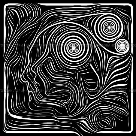Inner Print. Life Lines series. Abstract composition of human profile and woodcut pattern suitable in projects related to human drama, poetry and inner symbols. Стоковое фото, агентство Ingram Publishing / Фотобанк Лори