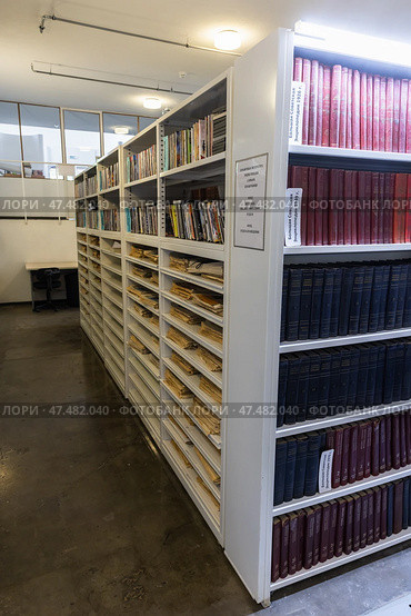 Interior of books storage of Vyborg Library (2023 год). Редакционное фото, фотограф EugeneSergeev / Фотобанк Лори