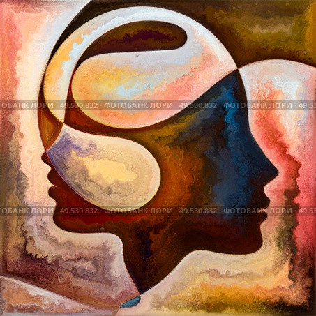 Internal Flow. Colors In Us series. Composition of human silhouettes, art textures and colors interplay in association with life, drama, poetry and perception. Стоковое фото, агентство Ingram Publishing / Фотобанк Лори