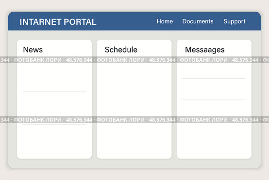Intranet Portal Featuring News, Schedule, and Messaging Widgets. Стоковая иллюстрация, иллюстратор Максим Гребешков / Фотобанк Лори