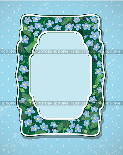 Invitation Card with pattern of beautiful flowers - forget me not - floral nature frame. . Стоковая иллюстрация, агентство Ingram Publishing / Фотобанк Лори
