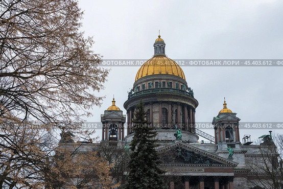 Исаакиевский собор, Санкт-Петербург, Россия. Архитектурная историческая достопримечательность Санкт-Петербурга. Стоковое фото, фотограф Андрей Степанов / Фотобанк Лори