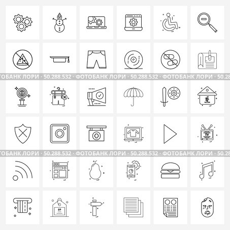 Isolated Symbols Set of 36 Simple Line Icons of invalid, disabled, gear, disable, setting Vector Illustration. Стоковая иллюстрация, агентство Ingram Publishing / Фотобанк Лори