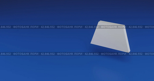 Изолированный реалистичный белый трапециевидный символ с тенью. Расположен в правой части сцены. Трехмерная иллюстрация на синем фоне. Стоковая иллюстрация, иллюстратор Карпенко Алексей / Фотобанк Лори