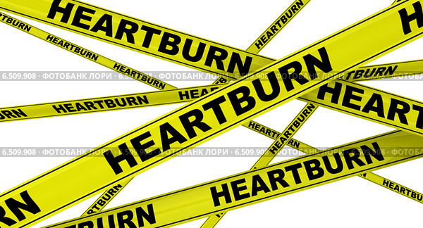 Изжога (heartburn). Желтая оградительная лента. Стоковая иллюстрация, иллюстратор WalDeMarus / Фотобанк Лори