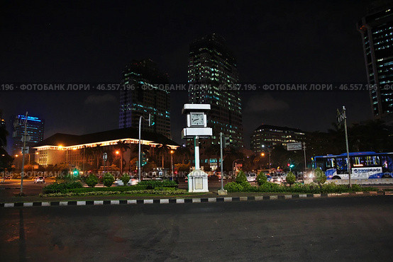 Jakarta / Indonesia - 28 Jul 2016: The view on Jakarta at night, Indonesia. Редакционное фото, фотограф Сергей Стрелков / Фотобанк Лори