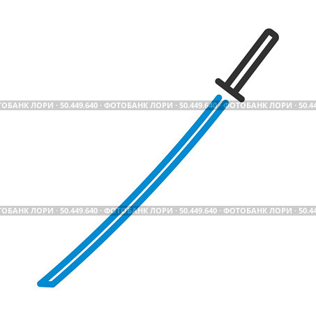 Japanese Sword Icon. Editable Bold Outline With Color Fill Design. Vector Illustration. Стоковая иллюстрация, агентство Ingram Publishing / Фотобанк Лори