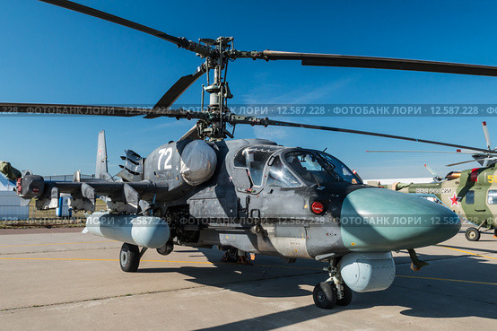 Ка-52 "Аллигатор" - ударный штурмовой вертолет. Международный авиационно-космический салон МАКС-2015. Редакционное фото, фотограф Алексей Бок / Фотобанк Лори