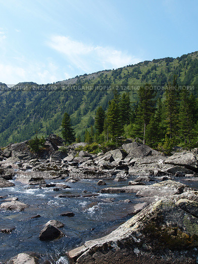 Каменная плотина "Шумы", горный Алтай (2010 год). Стоковое фото, фотограф Александр Огурцов / Фотобанк Лори