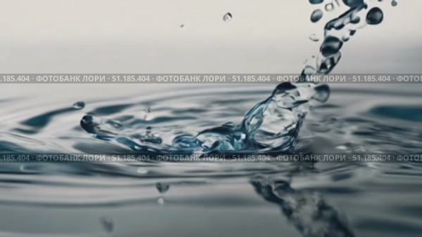 Капля воды создает рябь, спокойное, жидкое движение на размытом светлом фоне. Стоковое AI-видео, аниматор Наталия Дидковская / Фотобанк Лори