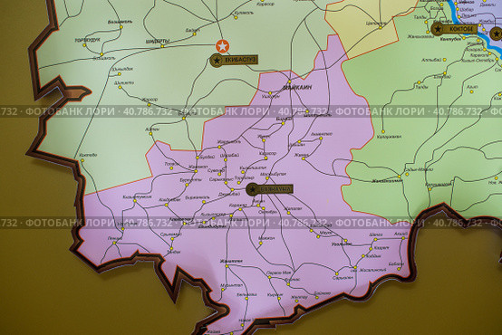 Карта Баянаульской области Казахстан (2019 год). Редакционное фото, фотограф Елена Борисова / Фотобанк Лори