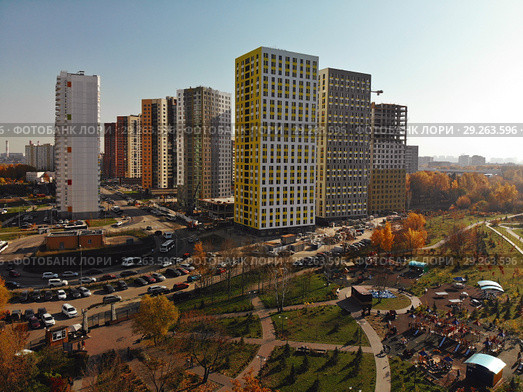 Khimki, Russia - October 17. 2018. Modern residential buildings in Levoberezhny district. Стоковое фото, фотограф Володина Ольга / Фотобанк Лори