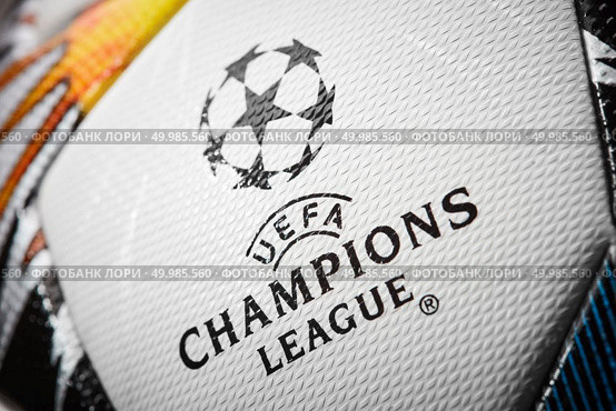 Kiev, Ukraine - February 22, 2018: Champions League Final ball will be the final match of the 2017-18 UEFA Champions League, the 63rd season of Europe’s premier club football tournament organised by UEFA, and the 26th season since it was renamed from the European Champion Clubs’ Cup to the UEFA Champions League. It will be played at the NSC Olimpiyskiy Stadium in Kiev, Ukraine on 26 May 2018, close-up. Kiev, Ukraine - February 22, 2018: The 2018 UEFA Champions League Final ball will be the final match of the 2017-18 UEFA Champions League. Редакционное фото, агентство Ingram Publishing / Фотобанк Лори