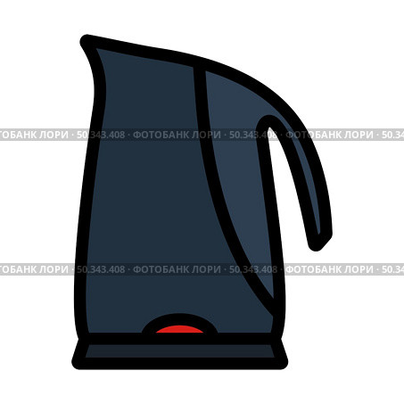 Kitchen Electric Kettle Icon. Editable Bold Outline With Color Fill Design. Vector Illustration. Стоковая иллюстрация, агентство Ingram Publishing / Фотобанк Лори