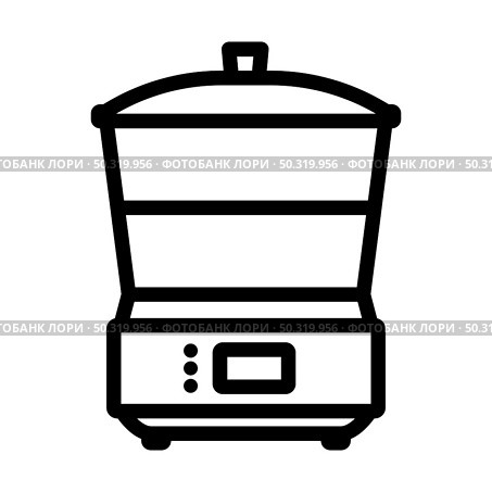 Kitchen Steam Cooker Icon. Bold outline design with editable stroke width. Vector Illustration. Стоковая иллюстрация, агентство Ingram Publishing / Фотобанк Лори