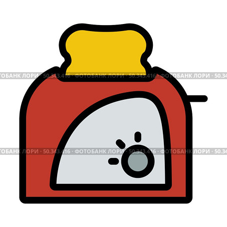 Kitchen Toaster Icon. Editable Bold Outline With Color Fill Design. Vector Illustration. Стоковая иллюстрация, агентство Ingram Publishing / Фотобанк Лори