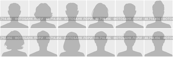 Коллекция силуэтных аватаров профиля. Стоковая иллюстрация, иллюстратор Андрей Апоев / Фотобанк Лори