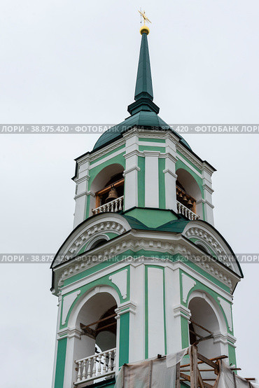 Колокольня храма Троицы Живоночальной. Деревня Сопины, Новгородская область (2021 год). Стоковое фото, фотограф Александр Щепин / Фотобанк Лори
