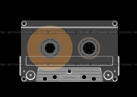 Компакт-кассета на черном фоне. Стоковая иллюстрация, иллюстратор Федин Константин / Фотобанк Лори