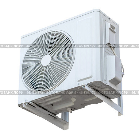 Компрессор воздушного кондиционера на белом фоне. Air conditioning compressor isolated on white. Стоковое фото, фотограф Татьяна Д / Фотобанк Лори