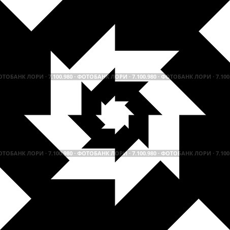 Концентрический абстрактный символ, шестерня с восемью зубьями - оптическая, визуальная иллюзия. Стоковая иллюстрация, иллюстратор LVV / Фотобанк Лори