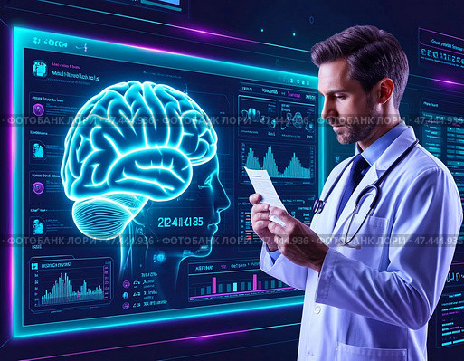 концепция искусственного интеллекта в медицине. Стоковое AI-изображение, AI-художник Руслан Лесков / Фотобанк Лори