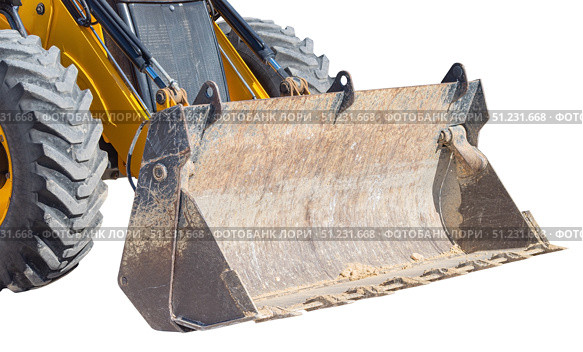 Ковш современного экскаватора на белом фоне. Bucket of a modern excavator on a white background. Стоковое фото, фотограф Татьяна Д / Фотобанк Лори