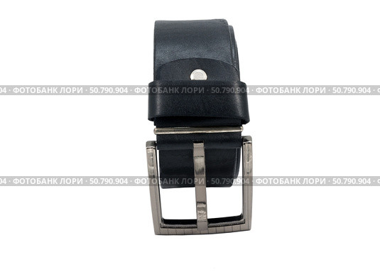 Кожаный ремень для брюк на белом фоне. Leather belt for trousers on a white background. Стоковое фото, фотограф Татьяна Д / Фотобанк Лори