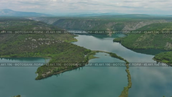 Krka National Park aerial view. Стоковое видео, видеограф Михаил Коханчиков / Фотобанк Лори