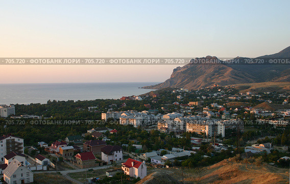 Крым, поселок Коктебель. Рассвет. Стоковое фото, фотограф Румянцева Елена / Фотобанк Лори