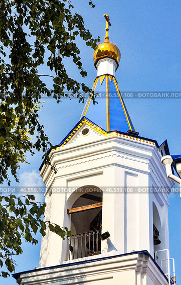 Купол колокольни церкви в честь иконы Божией Матери "Целительница". Город Тюмень (2015 год). Стоковое фото, фотограф Александр Тараканов / Фотобанк Лори