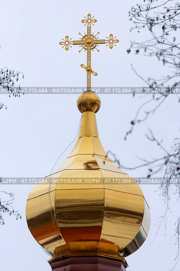 Купол Православного Храма Святителя Николая Чудотворца. Крест. Санкт-Петербург. Христос Воскресе. Стоковое фото, фотограф FOTOvZAPASE / Фотобанк Лори