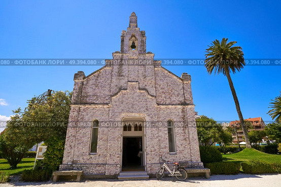 La toja island Toxa Chapel made of sea shells in Pontevedra Galicia Spain. Стоковое фото, агентство Ingram Publishing / Фотобанк Лори