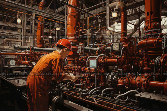 Laborious Industrial steel job. Generate Ai. Стоковое AI-изображение, AI-художник Иван Рябоконь / Фотобанк Лори
