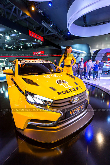 Lada Vesta WTCC Concept. Московский международный автомобильный салон 2014. Редакционное фото, фотограф Сергей Лаврентьев / Фотобанк Лори