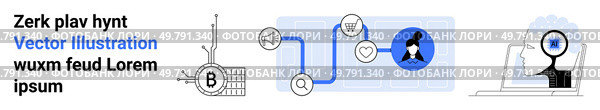 Laptop, AI face scanning, abstract network, and data charts. Ideal for business analytics, AI technology, digital marketing, IT solutions, startup pitches, presentations, websites. Landing page. Business Network Connections and Data Analysis with AI Technology Concept. Стоковая иллюстрация, агентство Ingram Publishing / Фотобанк Лори