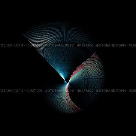 Large green abstract blades, on the bottom there is a red stripe. Technical symbol or logo on a black background. 3D rendering. 3D illustration. Стоковая иллюстрация, иллюстратор Бузмакова Светлана / Фотобанк Лори