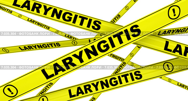 Ларингит (laryngitis). Желтая оградительная лента. Стоковая иллюстрация, иллюстратор WalDeMarus / Фотобанк Лори