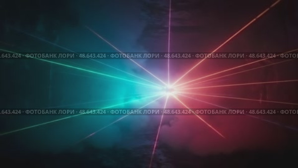 Laser lights creating dynamic patterns in smoky atmosphere. Стоковое AI-видео, аниматор KATERINA AI / Фотобанк Лори