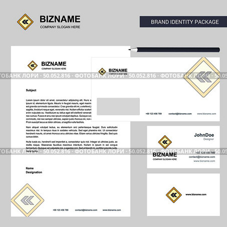 Left arrow road sign board Business Letterhead, Envelope and visiting Card Design vector template. Стоковая иллюстрация, агентство Ingram Publishing / Фотобанк Лори